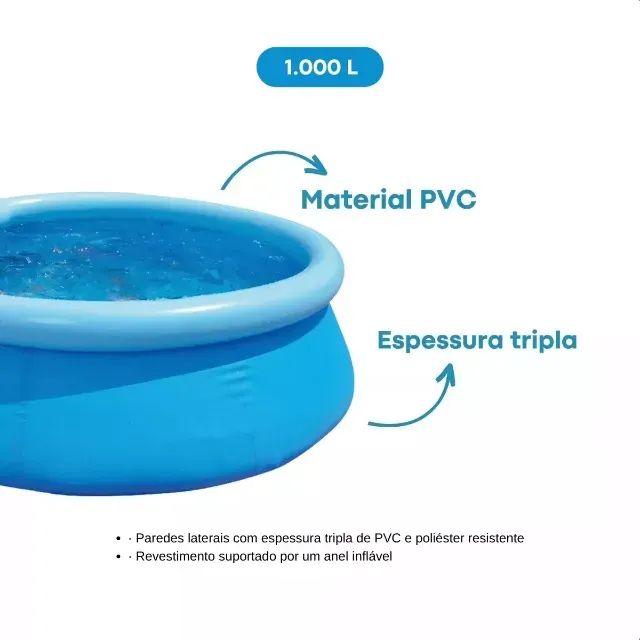 Kit Piscina Inflável Redonda 1.000 Litros Pvc + Reparo - Bel - Foto 2