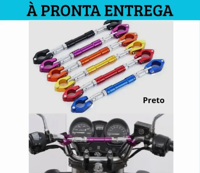 Barra Reforço Para Guidão Estabilizadora Anti Amasso Motos COR PRETO