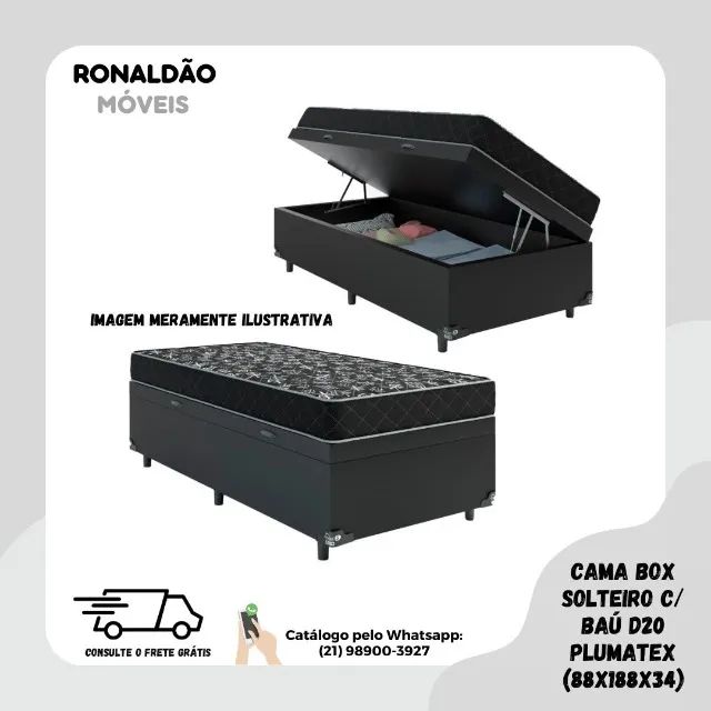 Cama Box Solteiro c/ Baú D20 Ortobom - Entrega Rápida! 