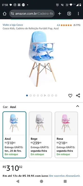 Cadeira de refeição portátil, azul  - Foto 2