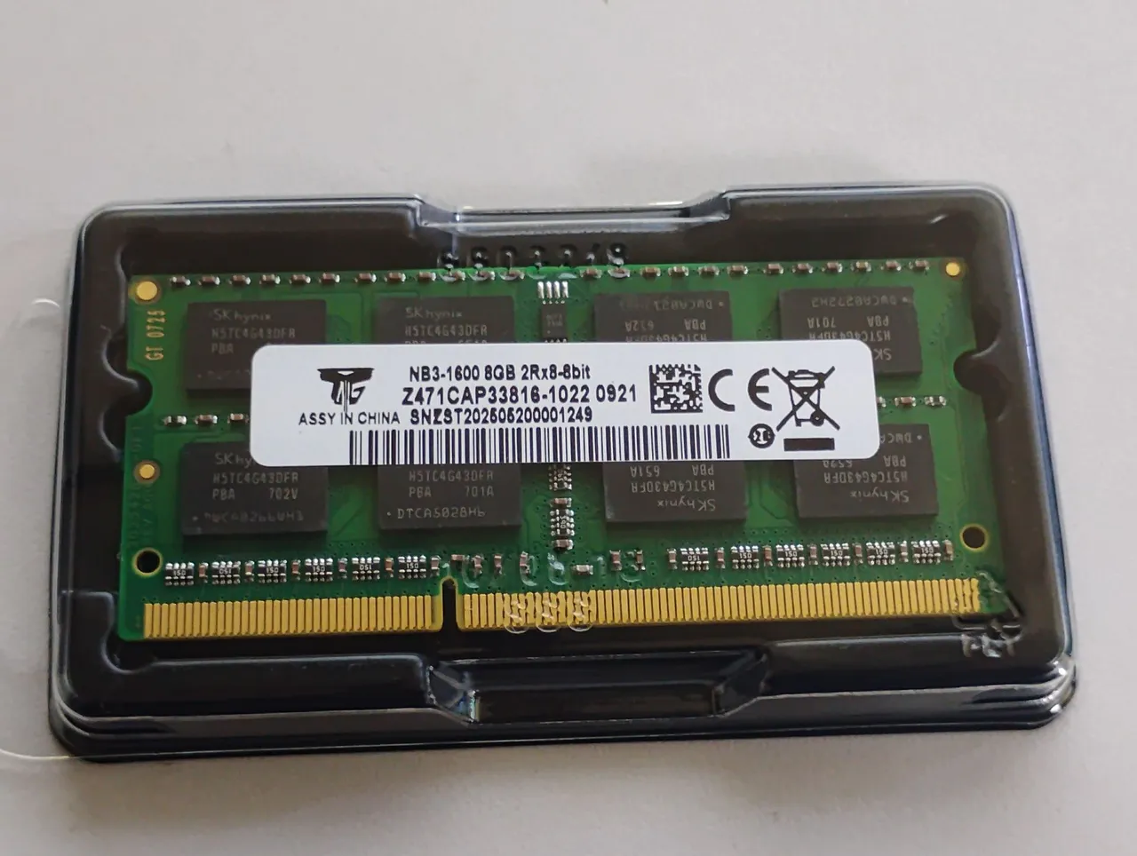 Memória RAM 8GB DDR3 Notebook SK Hynix