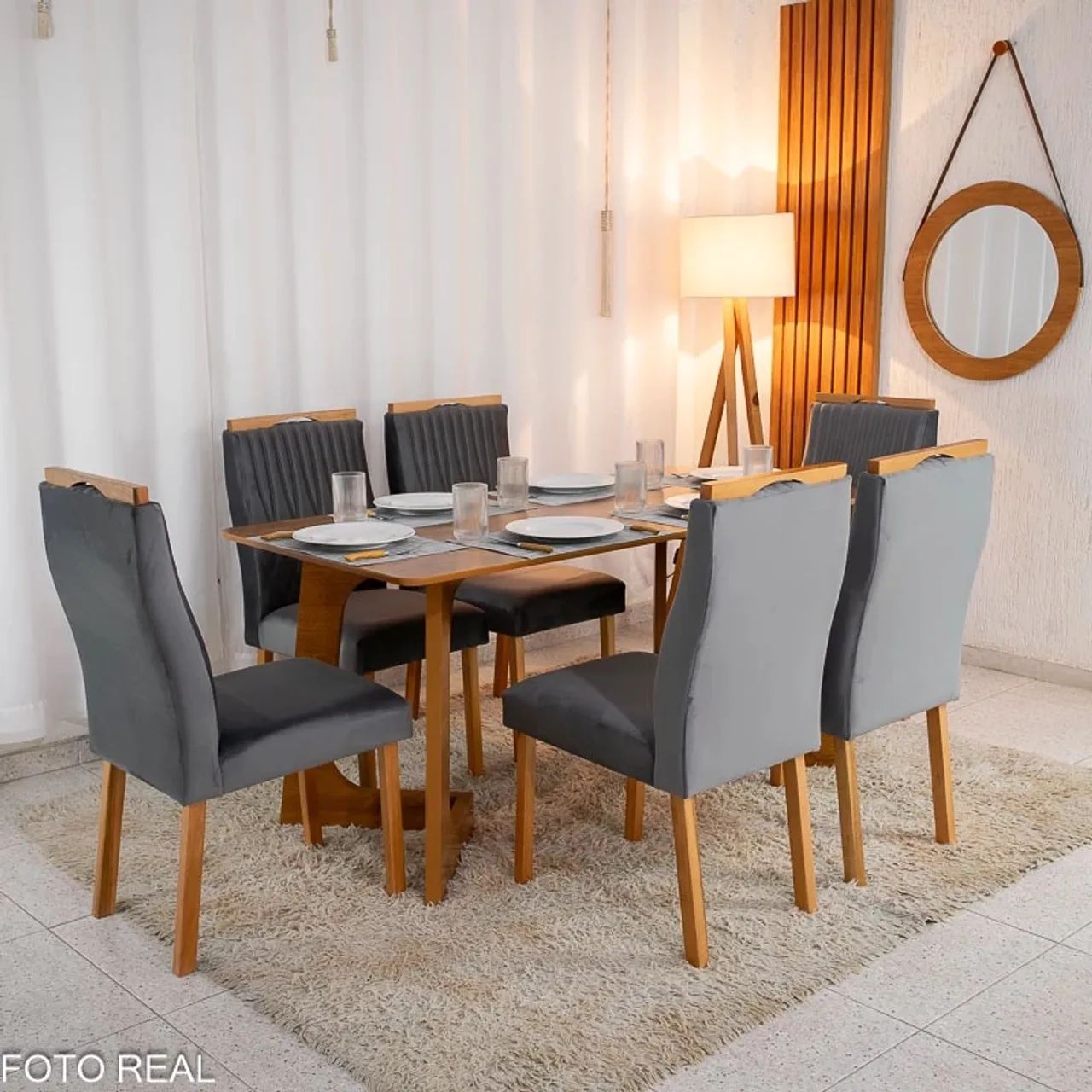 Mesa de Jantar 160x80 6 Cadeiras Genova  rf97