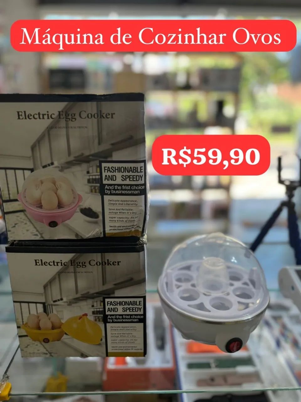 Máquina de Cozinhar Ovos Elétrica - R$59,90