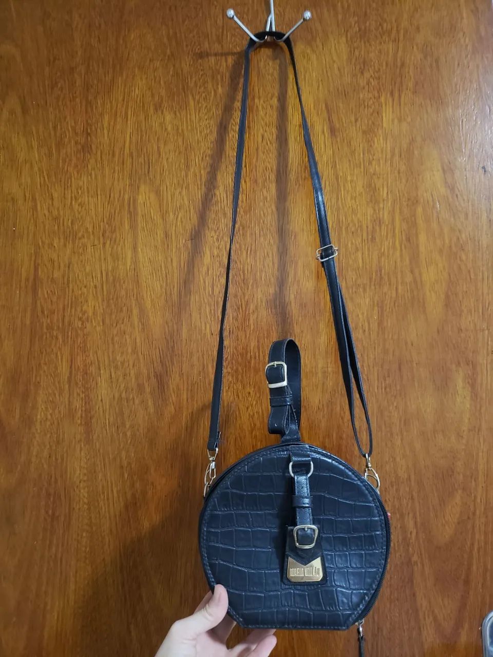 Bolsa de couro Maria Milao Preta