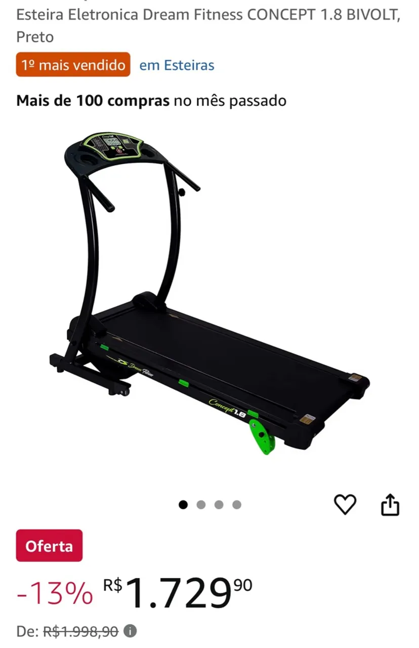 Esteira Eletrônica Dream Fitness Concept 1.8 - Promoção!