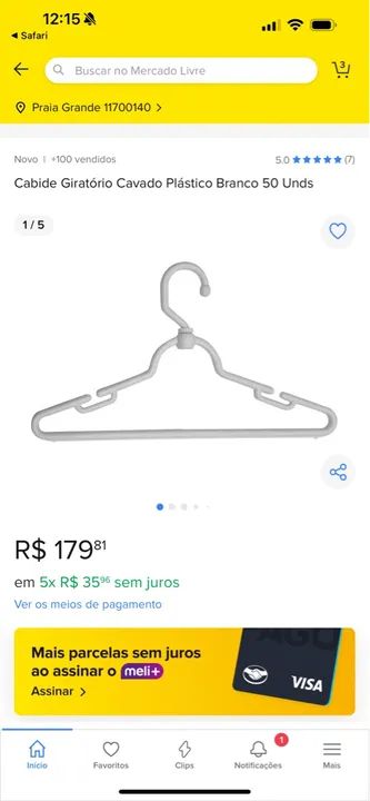 50 Cabide de plástico branco giratório  - Foto 3