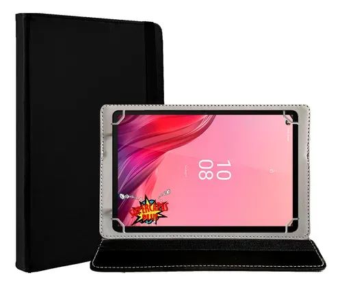 Kit Capa Carteira Universal Para Tablet 9 Polegadas Preta + Película Pet Hd Transparente