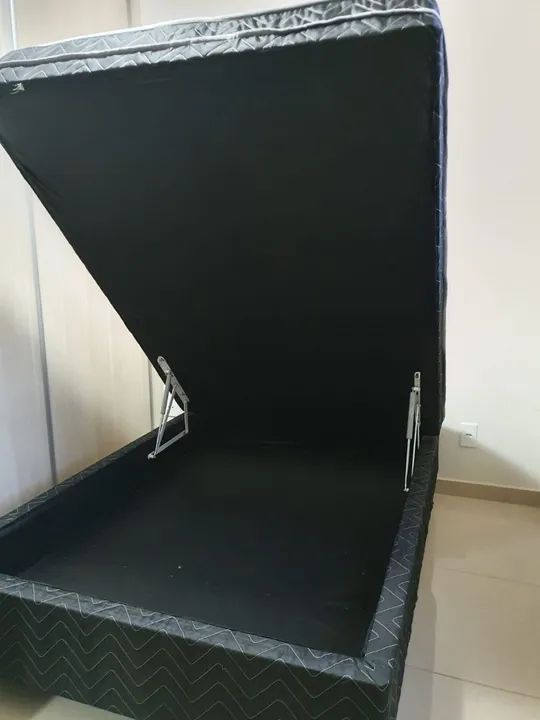 Cama bau Queen colchão acoplado de molas ensacadas  - Foto 2