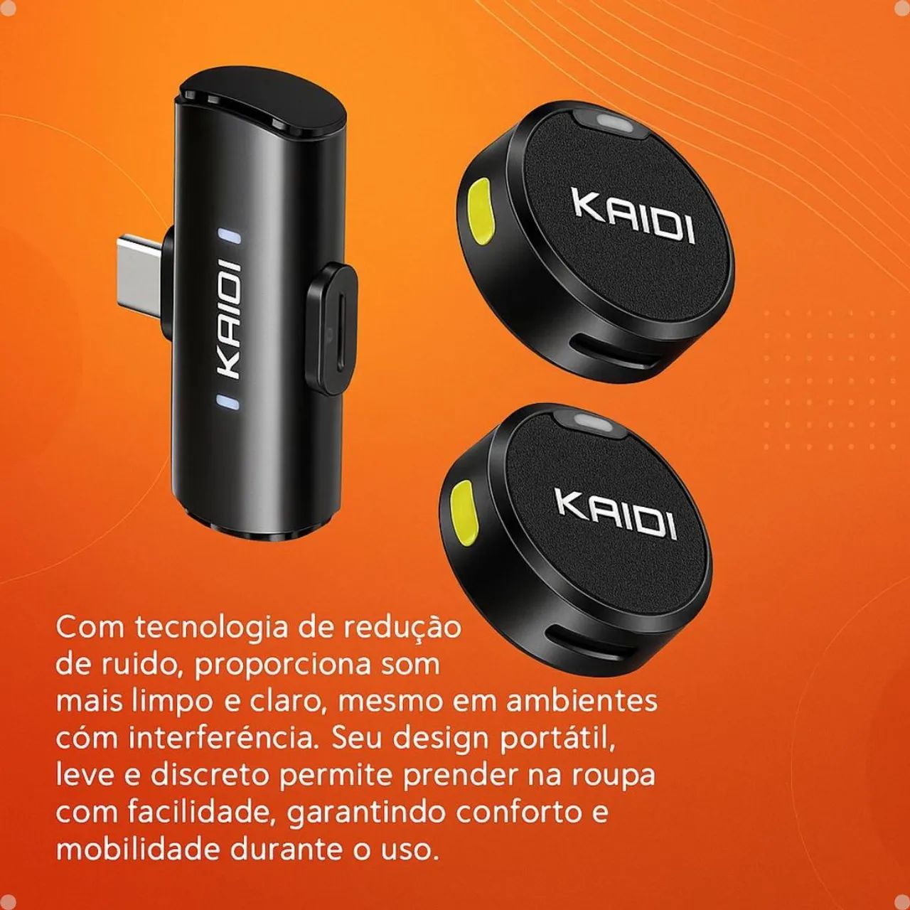 Microfone Sem Fio KAIDI KMF4- C / IOS lapela - Foto 4