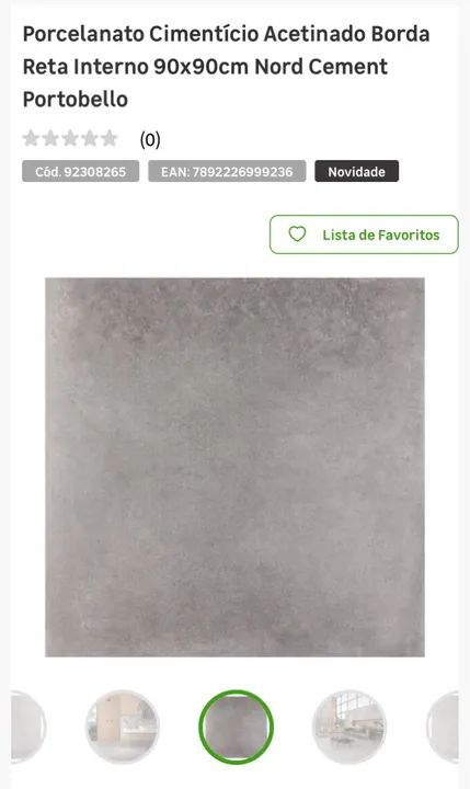 Porcelanato Cimentício Nord Cement Portobello 90x90cm