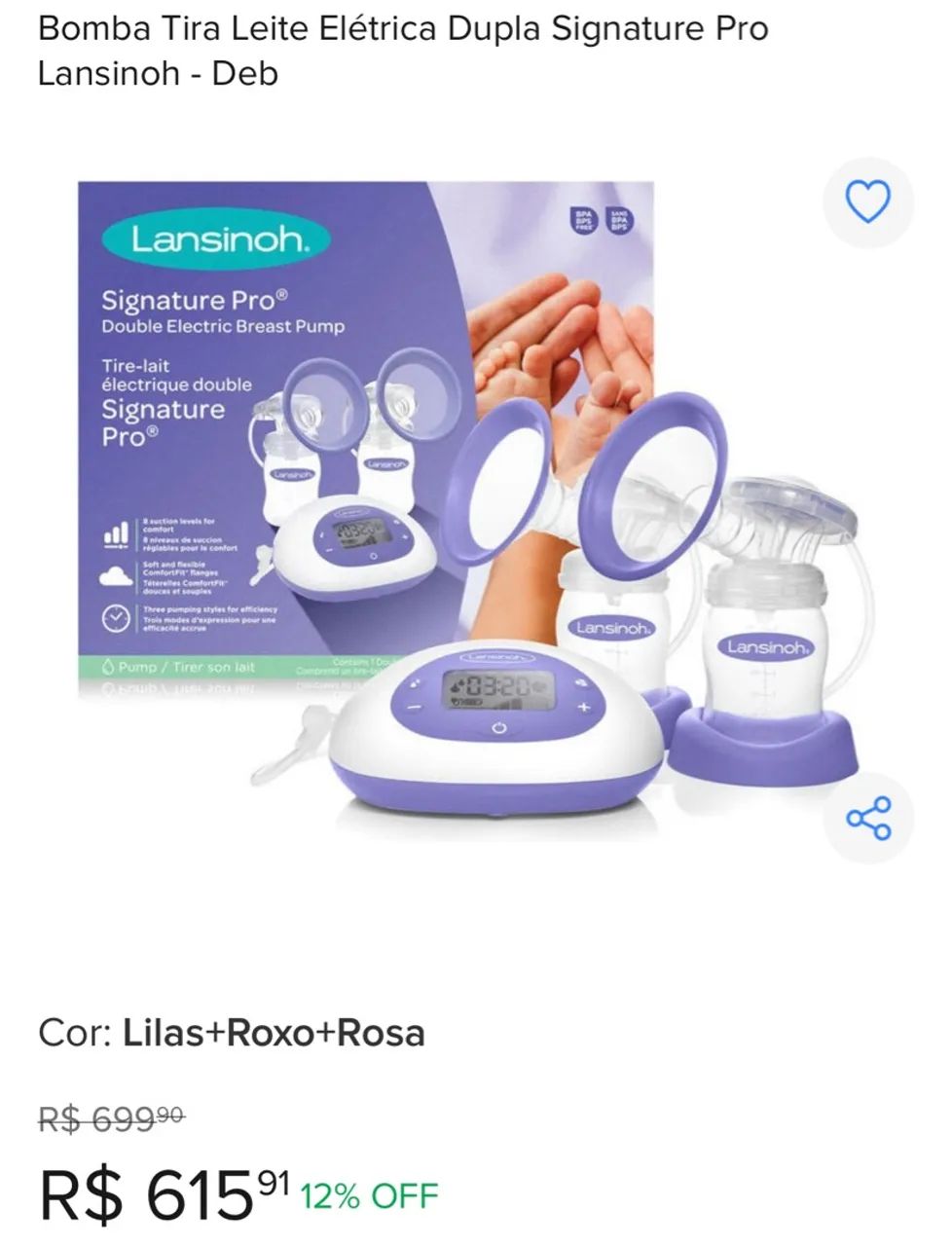 Bomba de Leite Elétrica Dupla Lansinoh Signature Pro - Foto 2