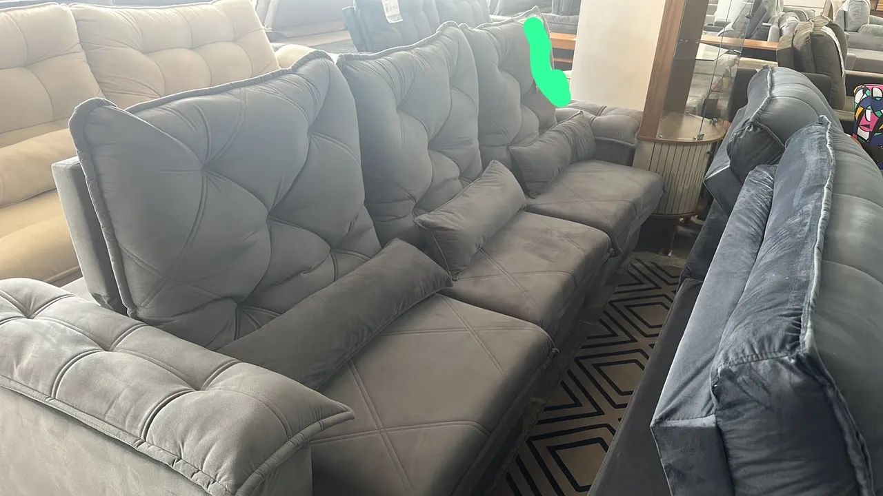 Sofá reclinável 2,90 comprimento na cor chumbo 
