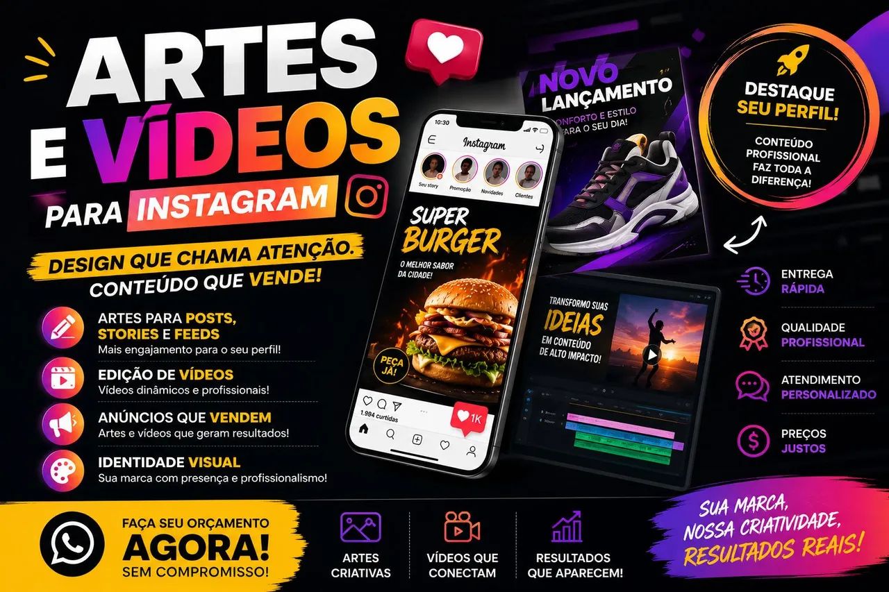 ARTES E VÍDEOS PROFISSIONAIS PARA INSTAGRAM