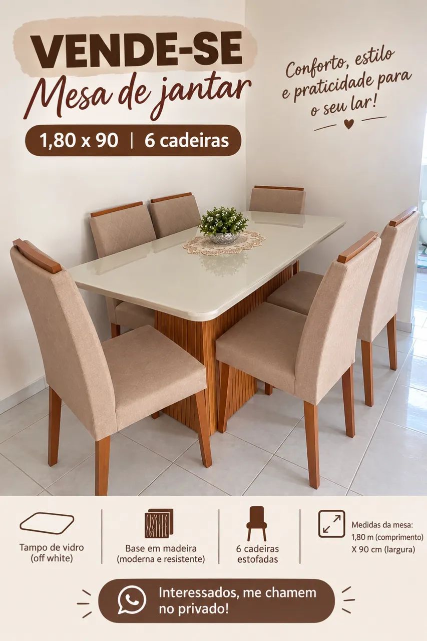 Mesa de jantar 6 cadeiras 