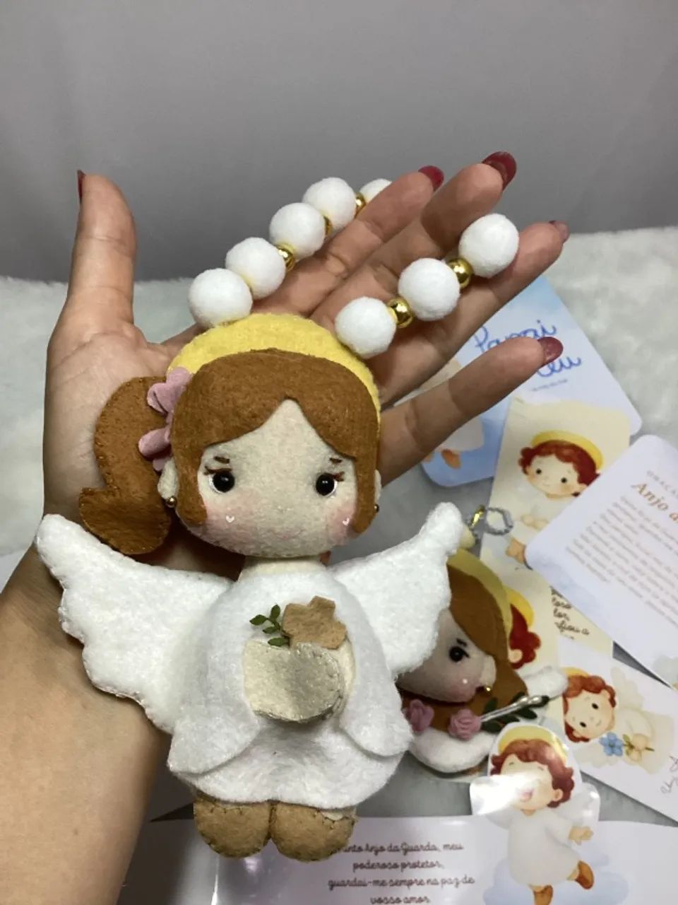 Mini Terço de Anjinha em Feltro - Personalizado - Foto 3