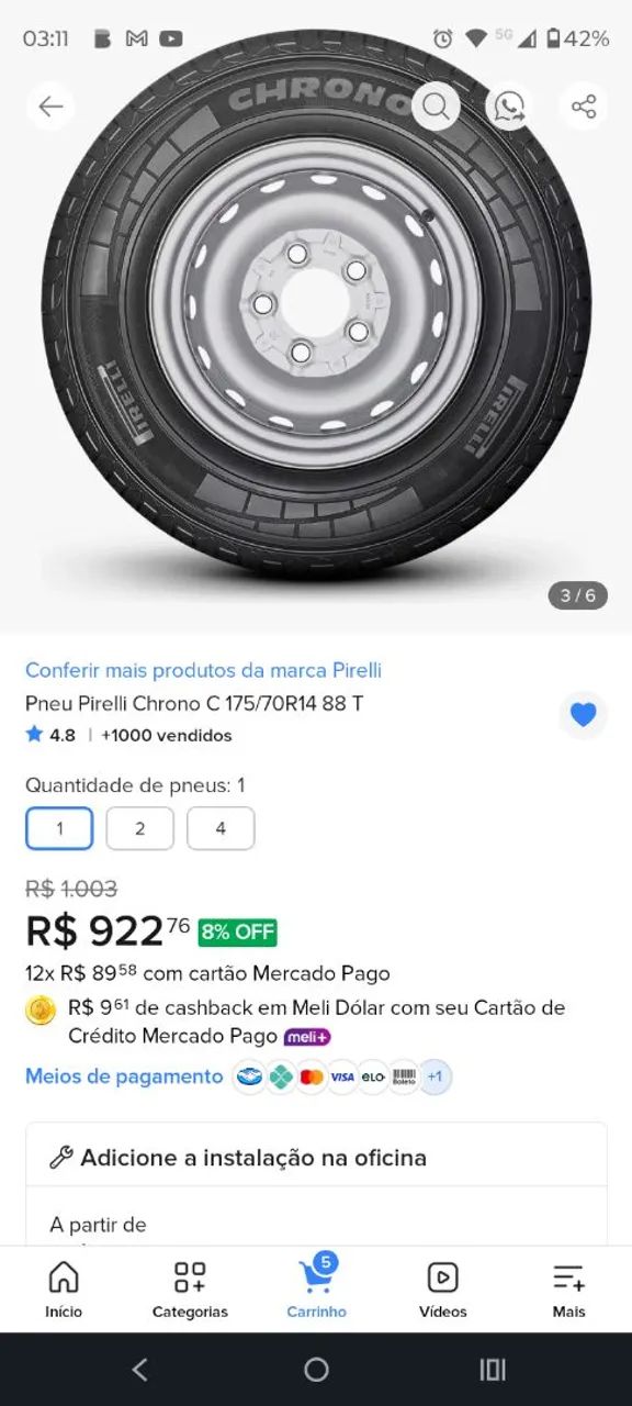 Pneu Pirelli 175 70 88t chrono  - Foto 5
