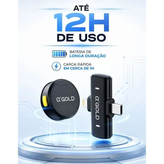 Microfone Lapela TipoC IOS duplo wireless GOLD MCF-38D - Foto 4