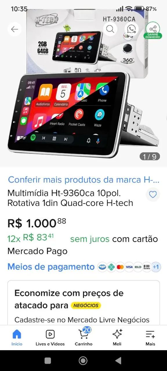 Multimídia 10 polegadas 