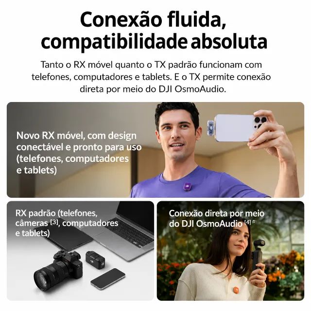 Microfone Lapela Dji Mic Mini 2 Sem Fio Redutor De Ruído - Foto 3