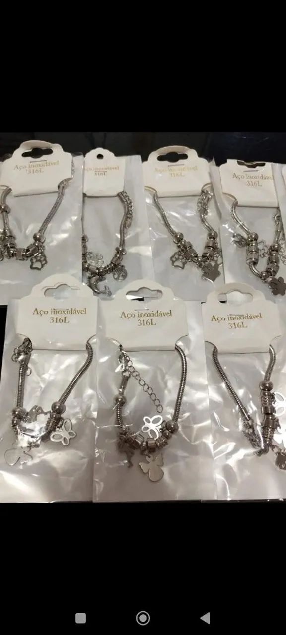 Pulseira estilo Pandora montada ajustável aço inox  - Foto 5