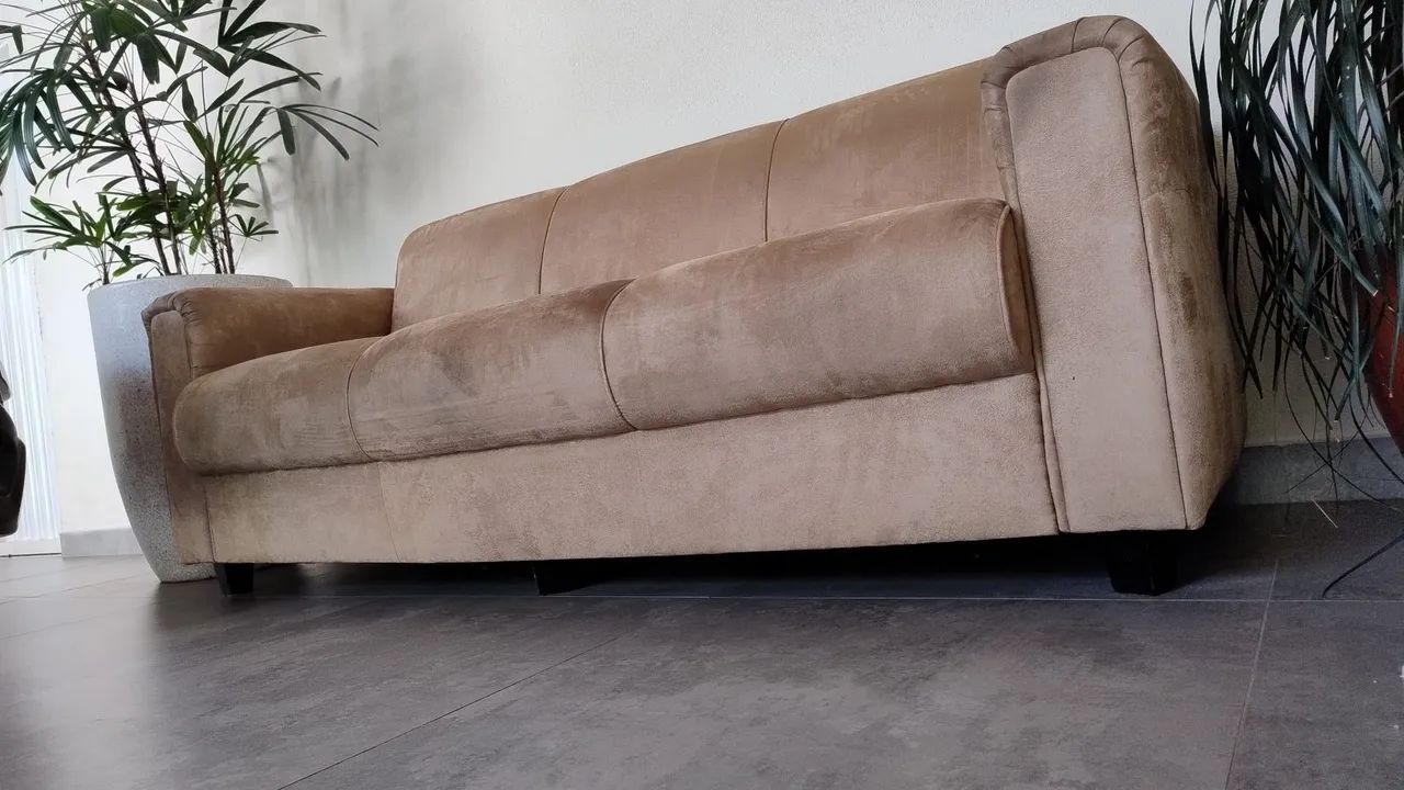 Conjunto Sofás 2 e 3 Lugares em Suede Bege - Foto 2