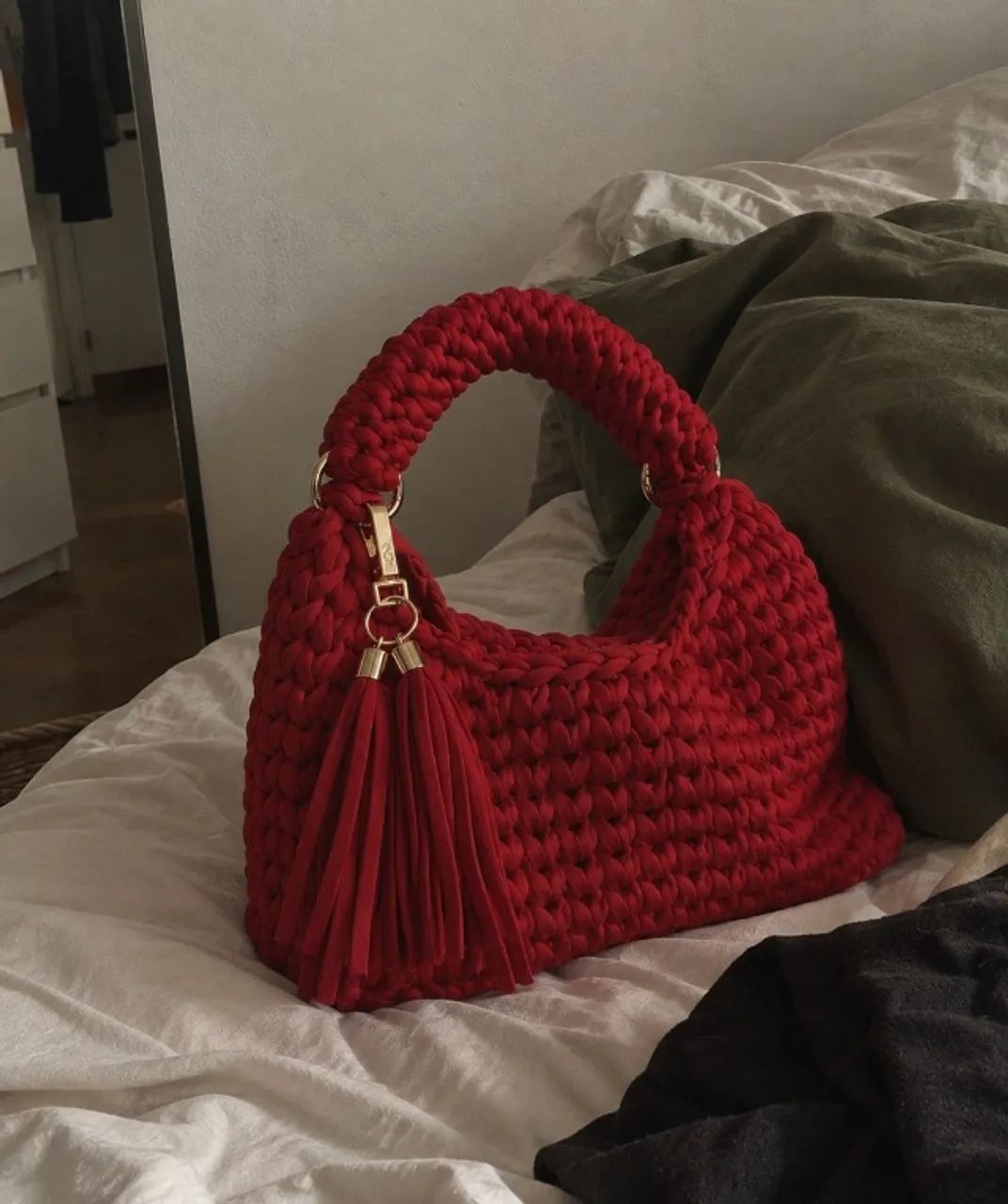 Bolsa de Crochê Artesanal Akane Vermelha | Sob Encomenda