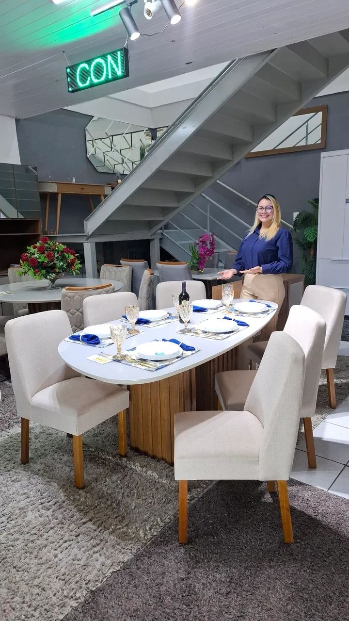 Conjunto de jantar 6 cadeiras madeira maciça 
