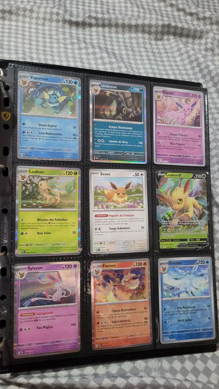 Album pokemon eves + 13 folhas + 180 cards - Foto 2