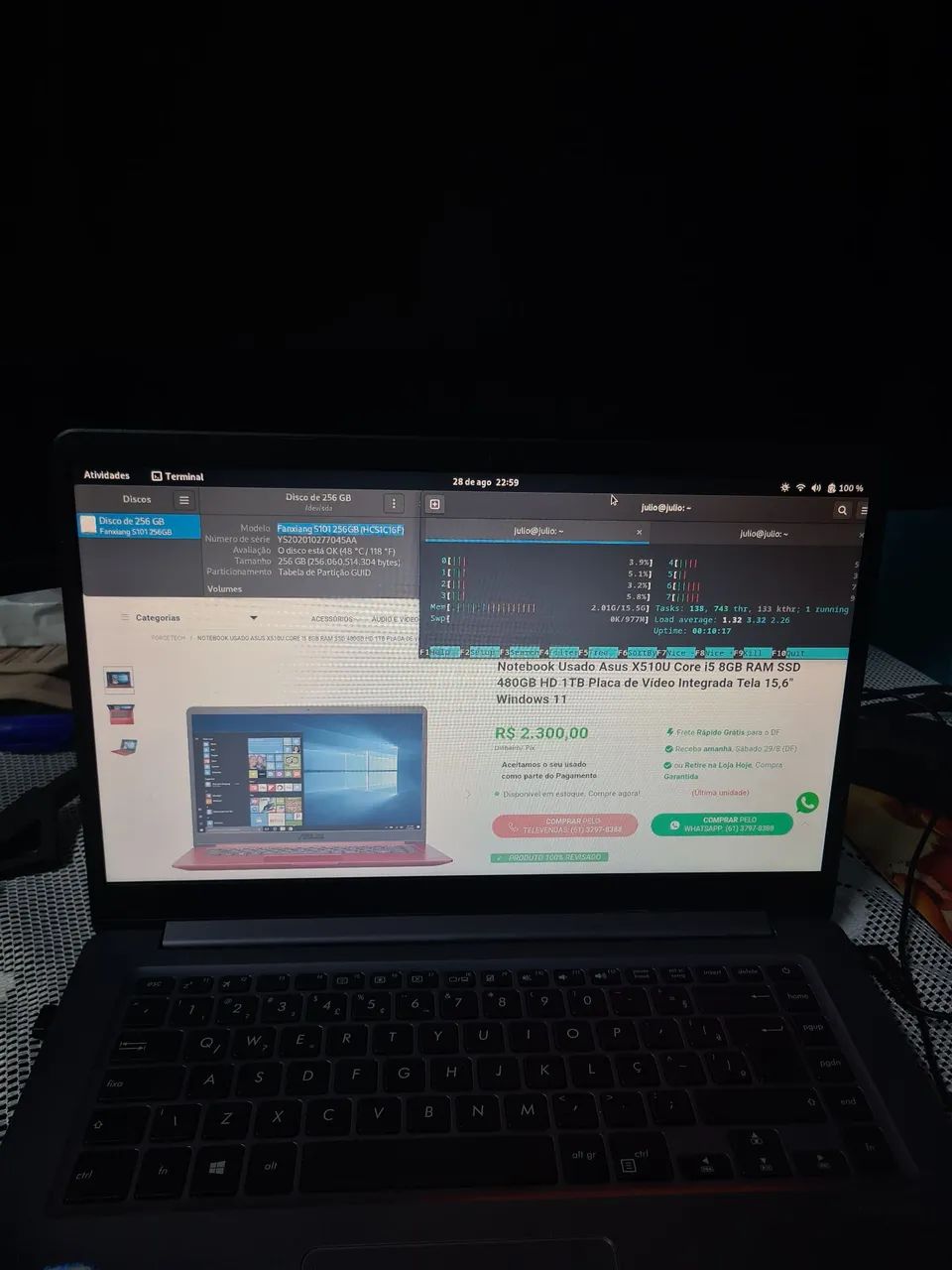 Notebook asus i5 16Gb RAM SDD 256Gb - Foto 3