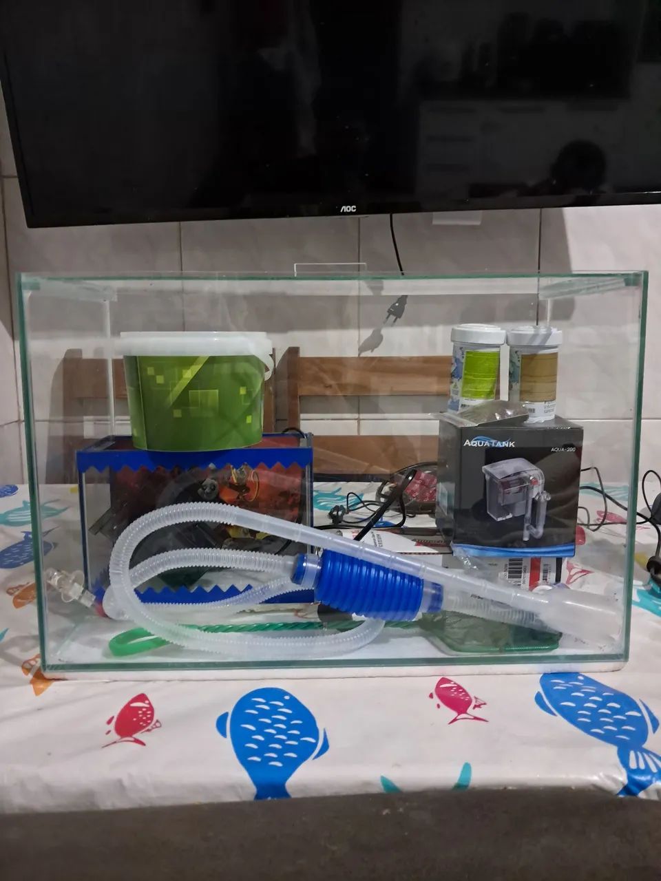 Aquário Completo - filtro, aquecedor, termômetro etc.