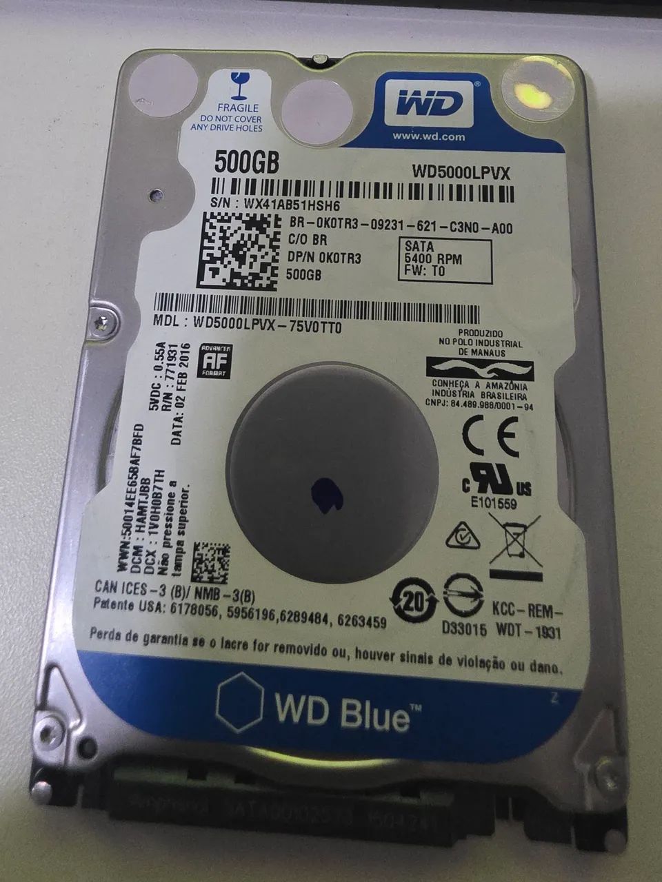 HD 500 GB WD Saudável 