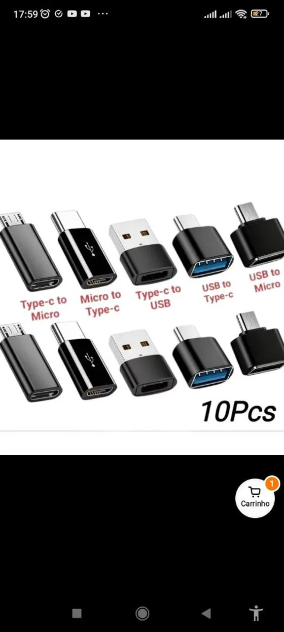 Conjunto de 10 Adaptadores Type C, Micro USB e USB Padrão  - Foto 2