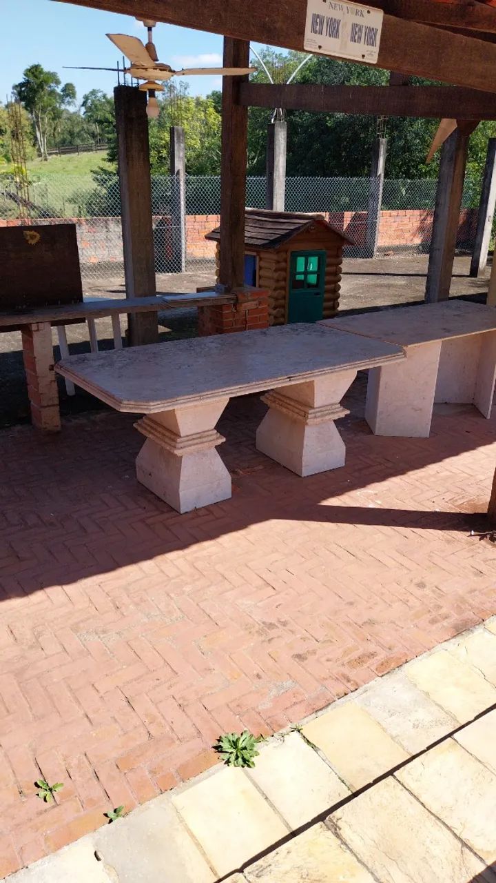 Mesa de pedra travertino 8 lugares - Foto 3