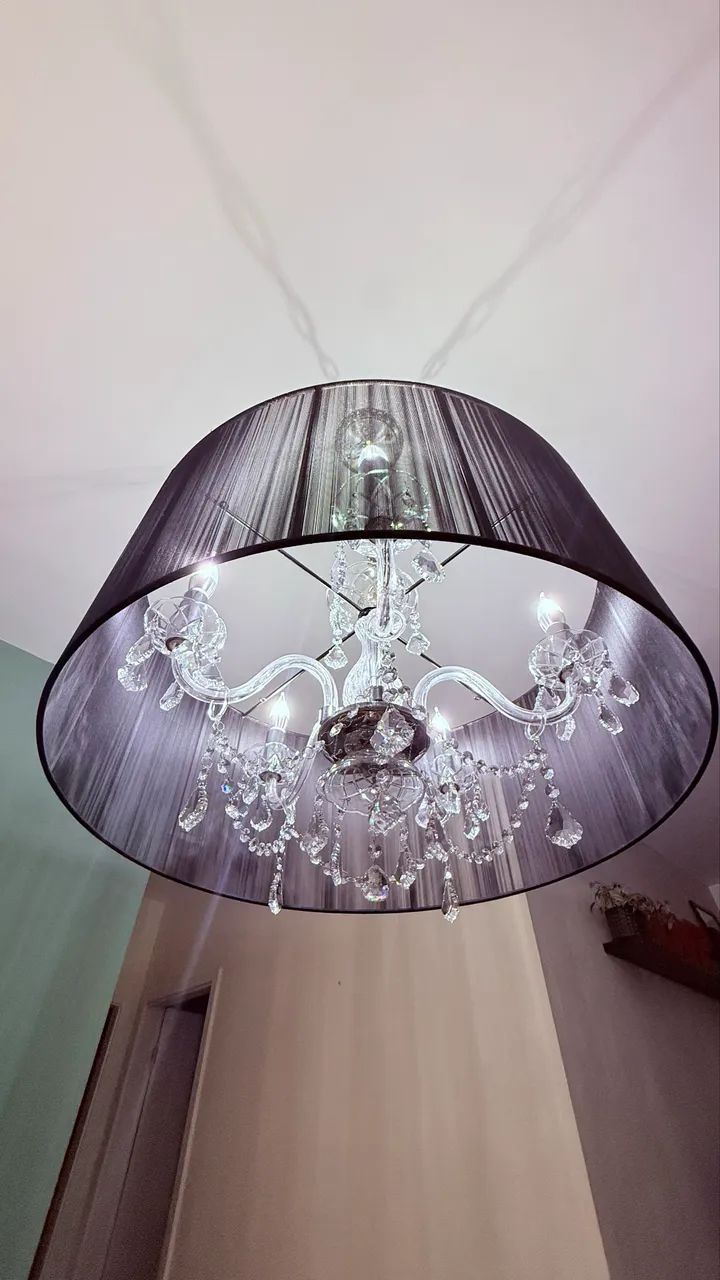 Lustre candelabro com cúpula preta - Foto 3