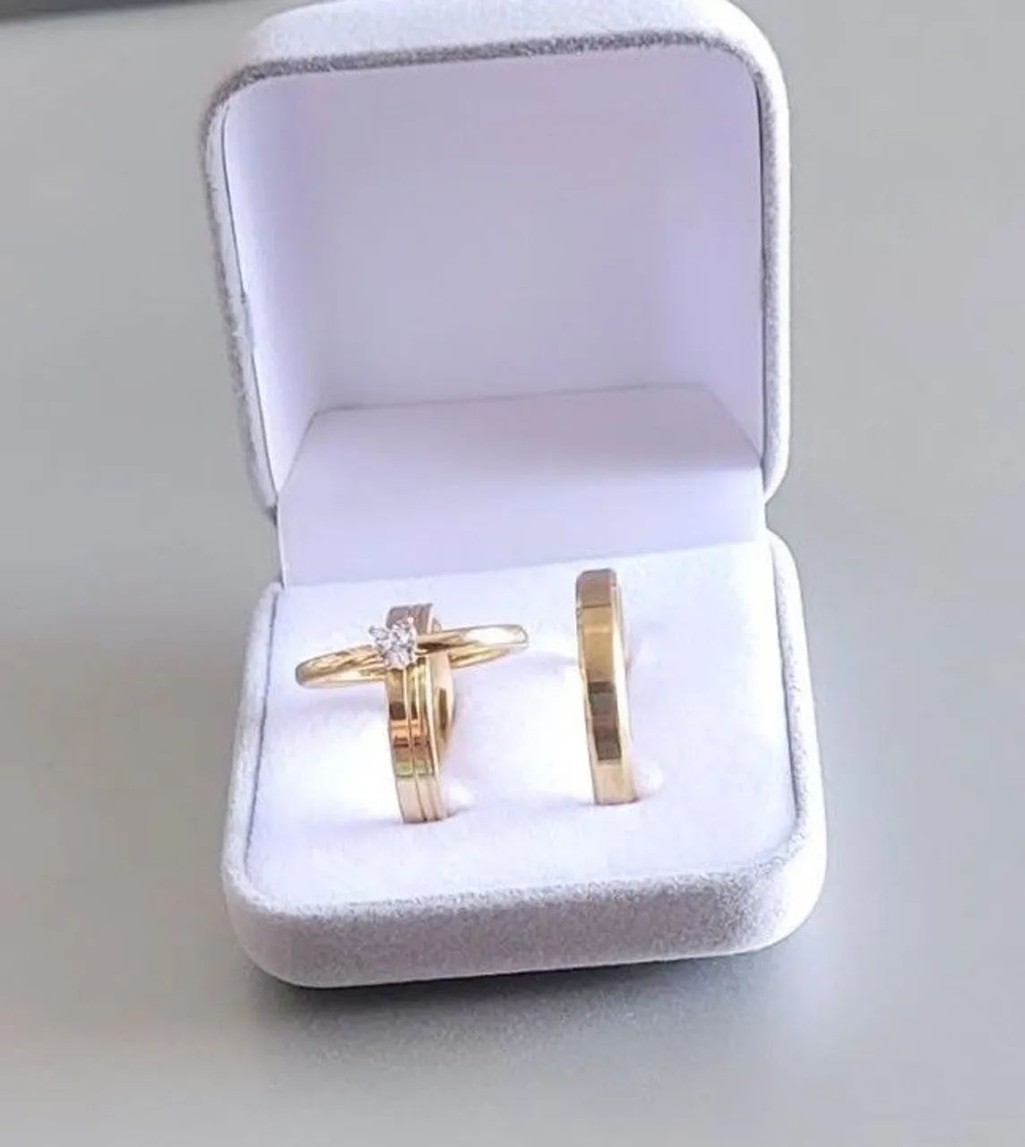 Kit trio de alianças noivado e casamento  - Foto 2
