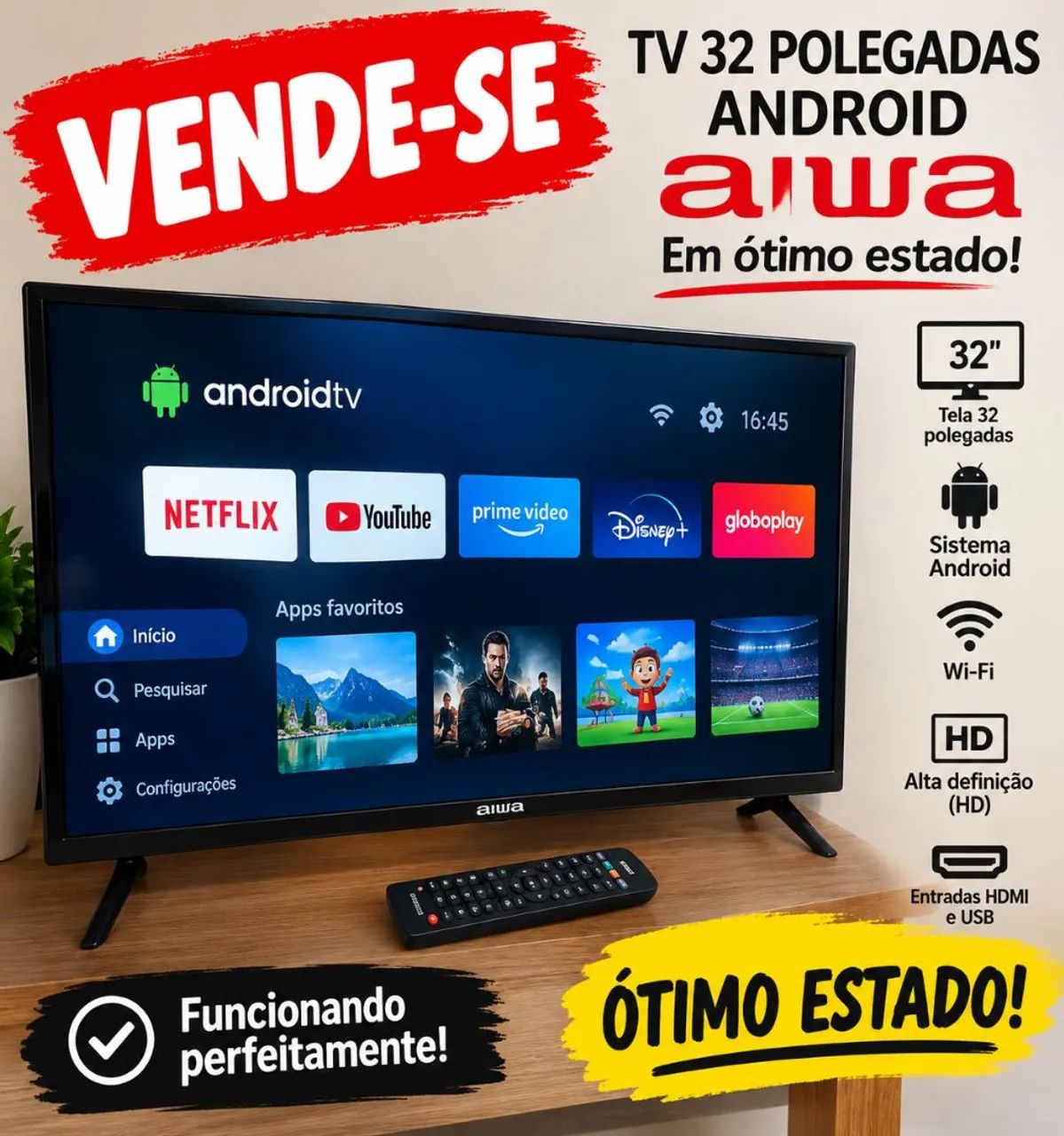 Vendo tv Aiwa 32 polegadas 