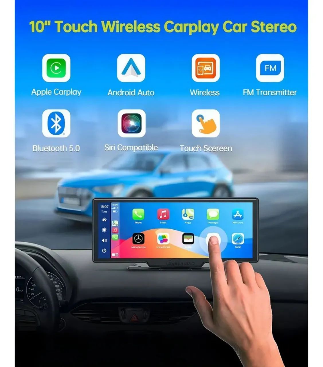 Central Multimídia 10? CarPlay e Android Auto - Universal + Bluetooth - Foto 4