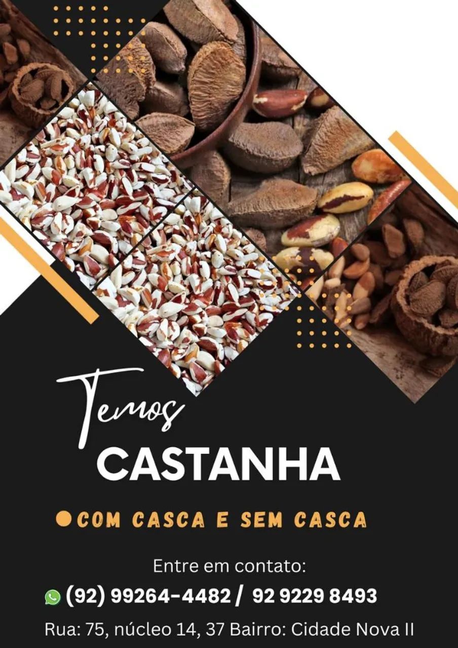 Venda de castanha no kilo, grama e unidades 