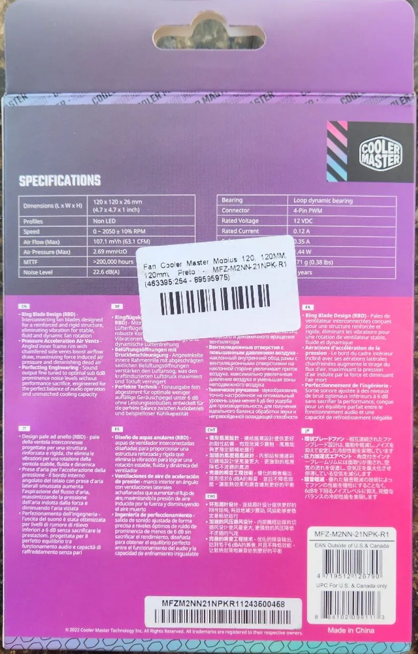 Fan Cooler Master Mobius 120 mm preto - Foto 2