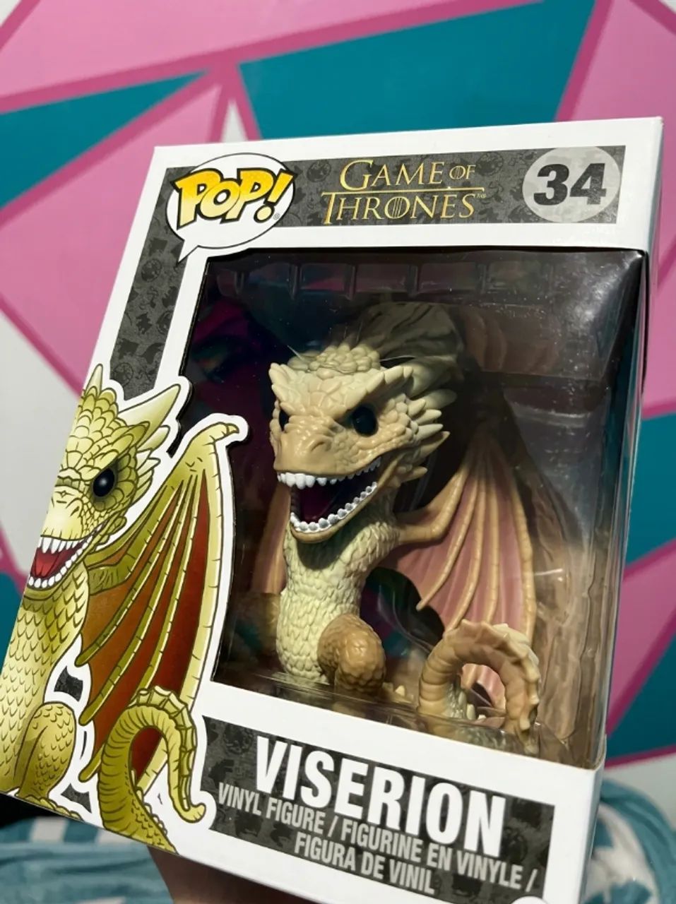 Super Funko Pop Viserion 34 Game of Thrones Com Protetor - Foto 2