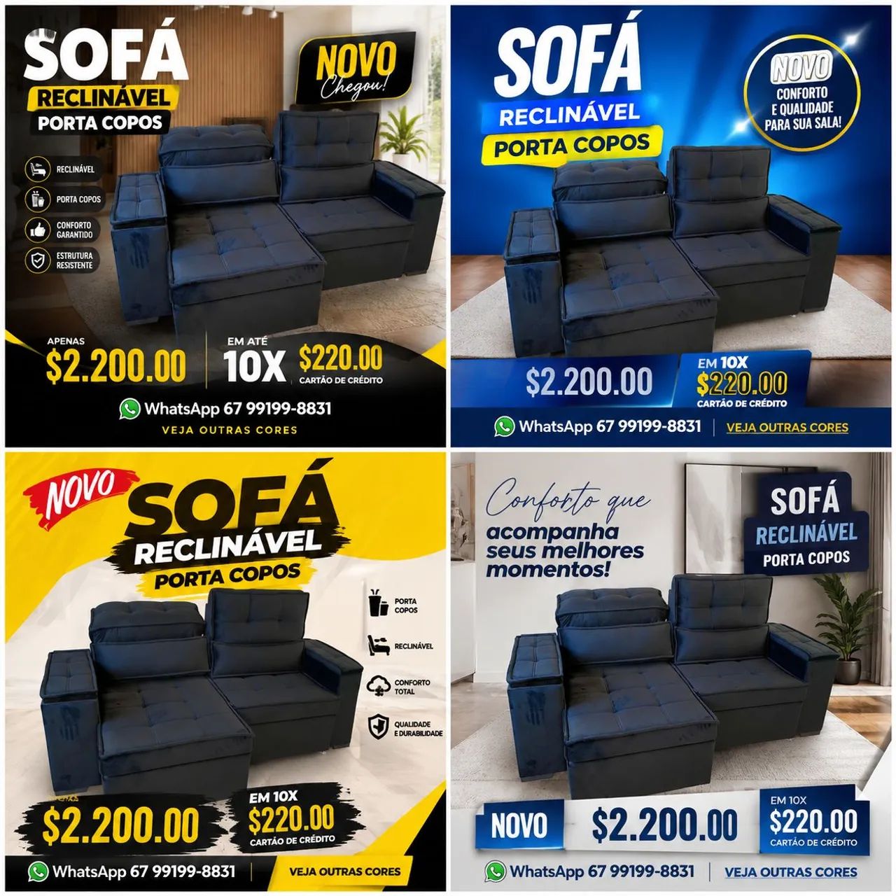 Sofá reclinável oferta domingo aproveite veja as cores