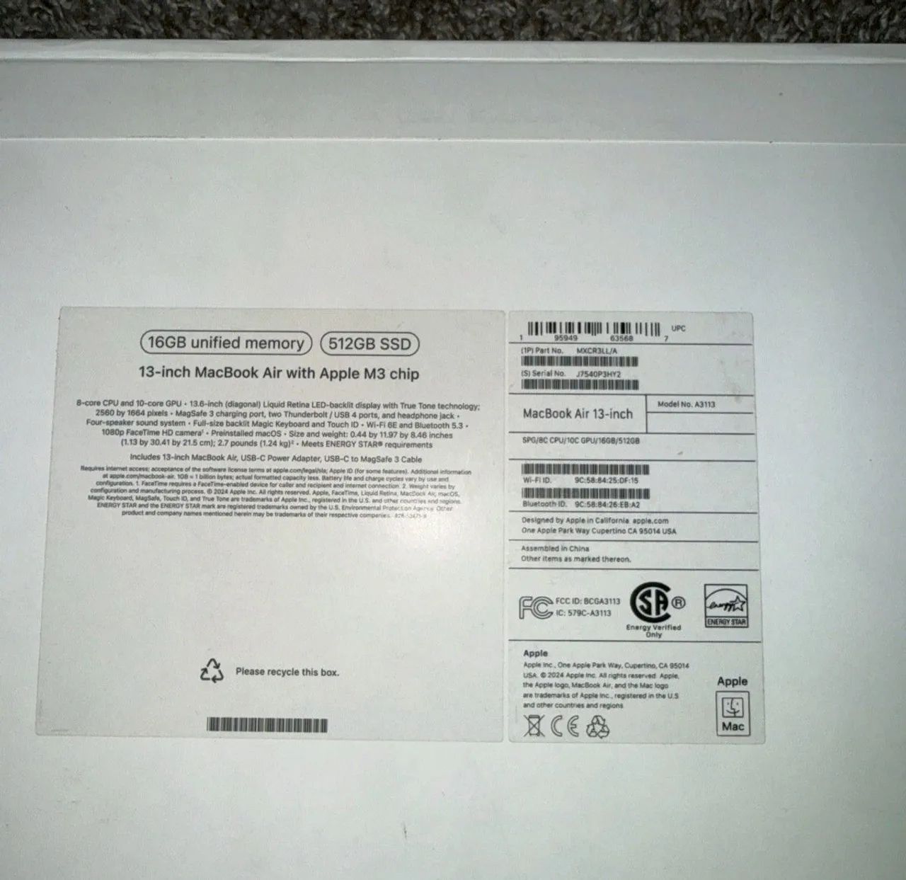 Macbook Air M3 13 Pol / 16GB / 512GB SSD (Lacrado) - Notebooks