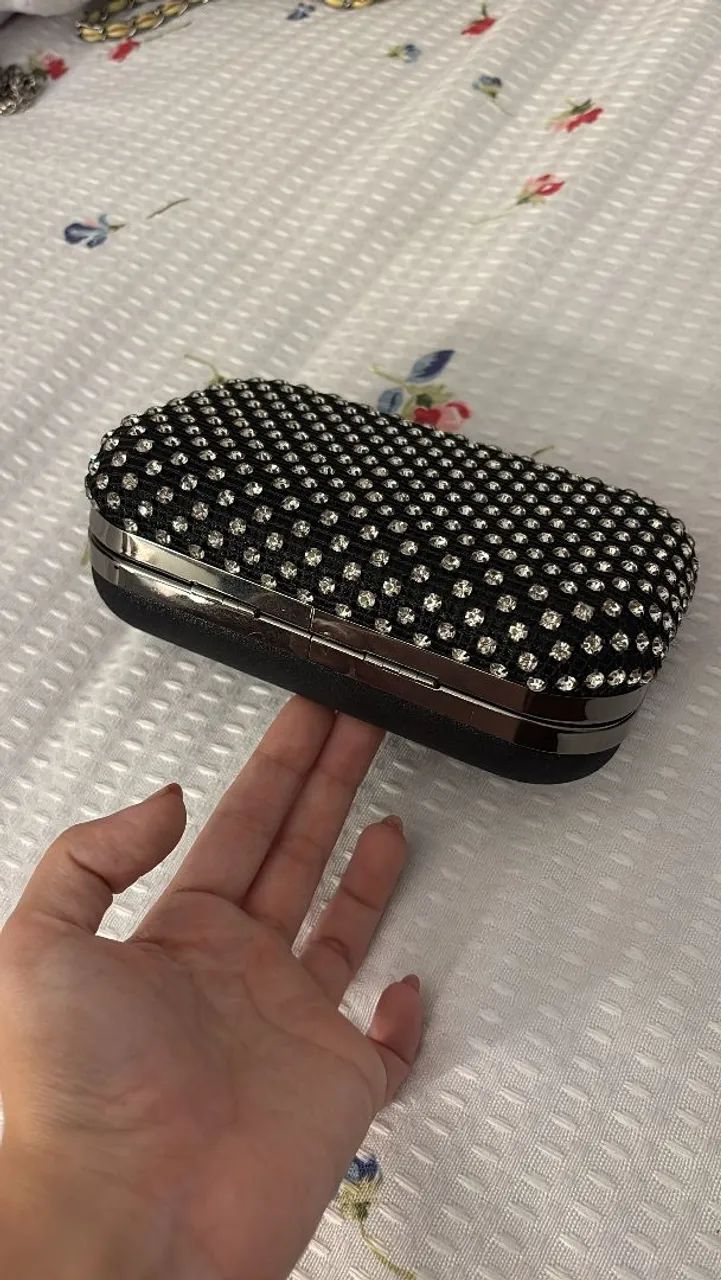 Clutch festa preta com strass - Foto 2