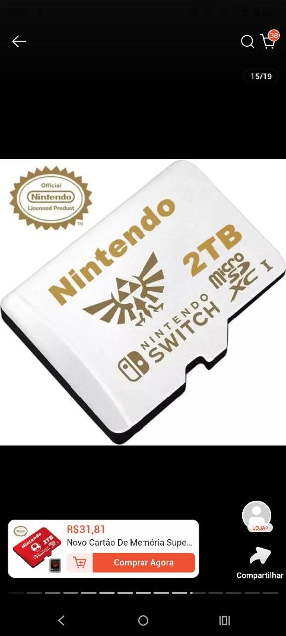 Cartão de Memória para Nintendo SWITCH 2TB 