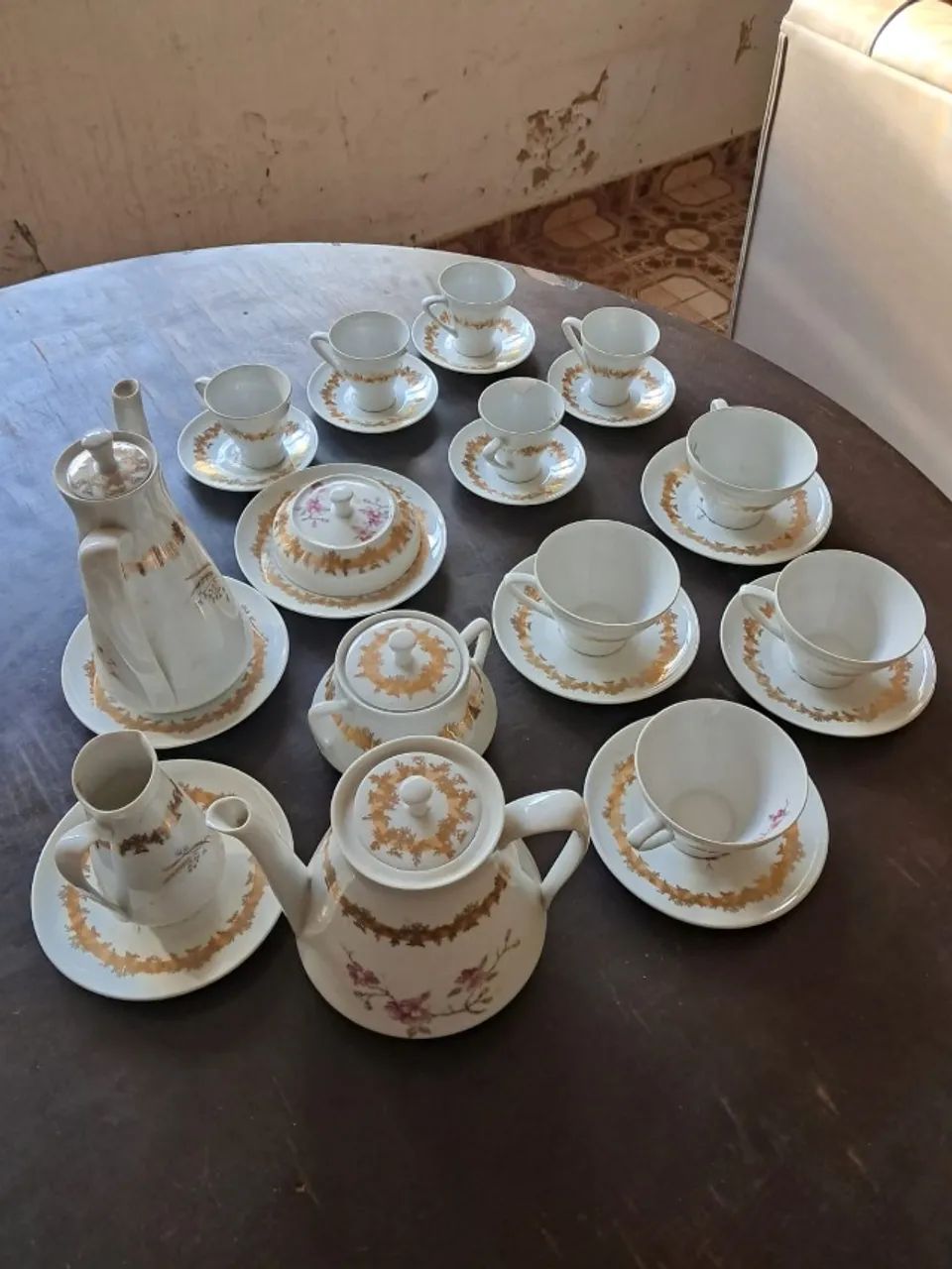 Jogo completo de chá de Porcelana Schmidt clássico - Década de 1960