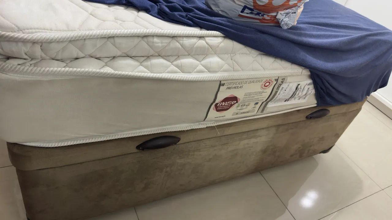 Cama baú Casal - Colchão + Box Baú King Star