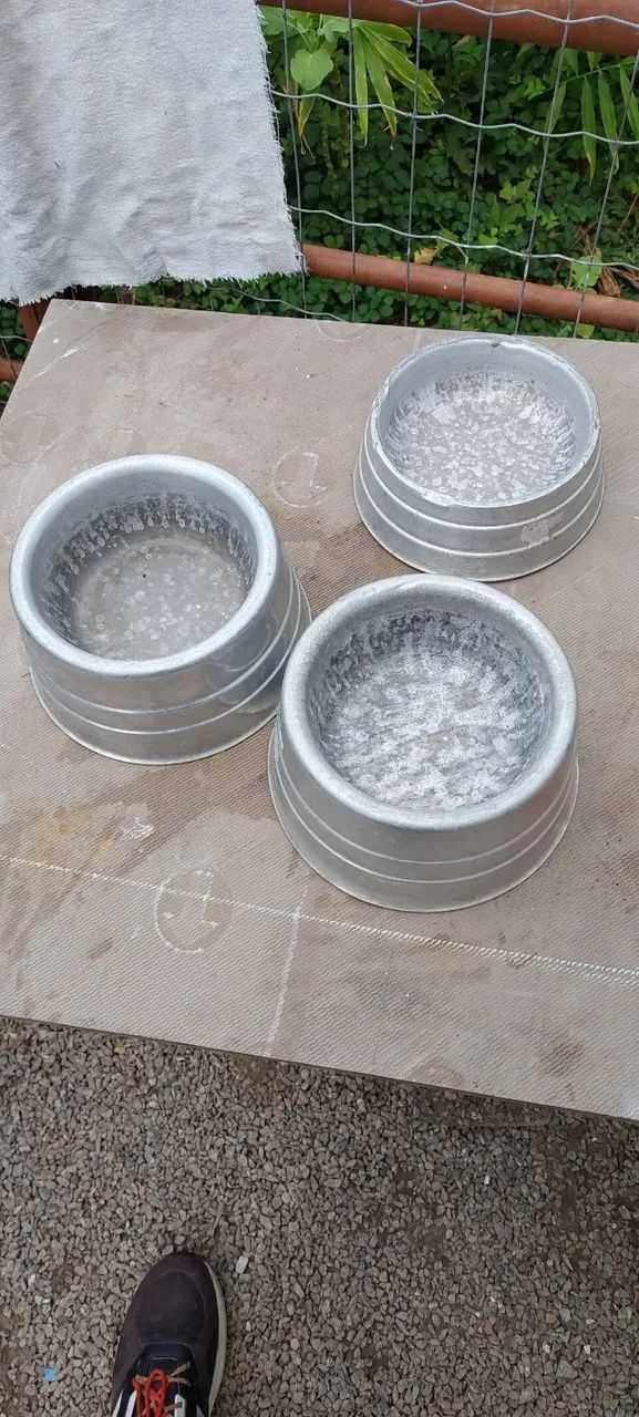 Comedouro bebedouro tijela cão cahorro de alumínio pesado polido 15 cada - Foto 3
