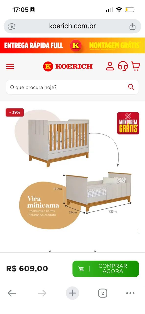 Berço Permobili (Vira Mini Cama) - Foto 2