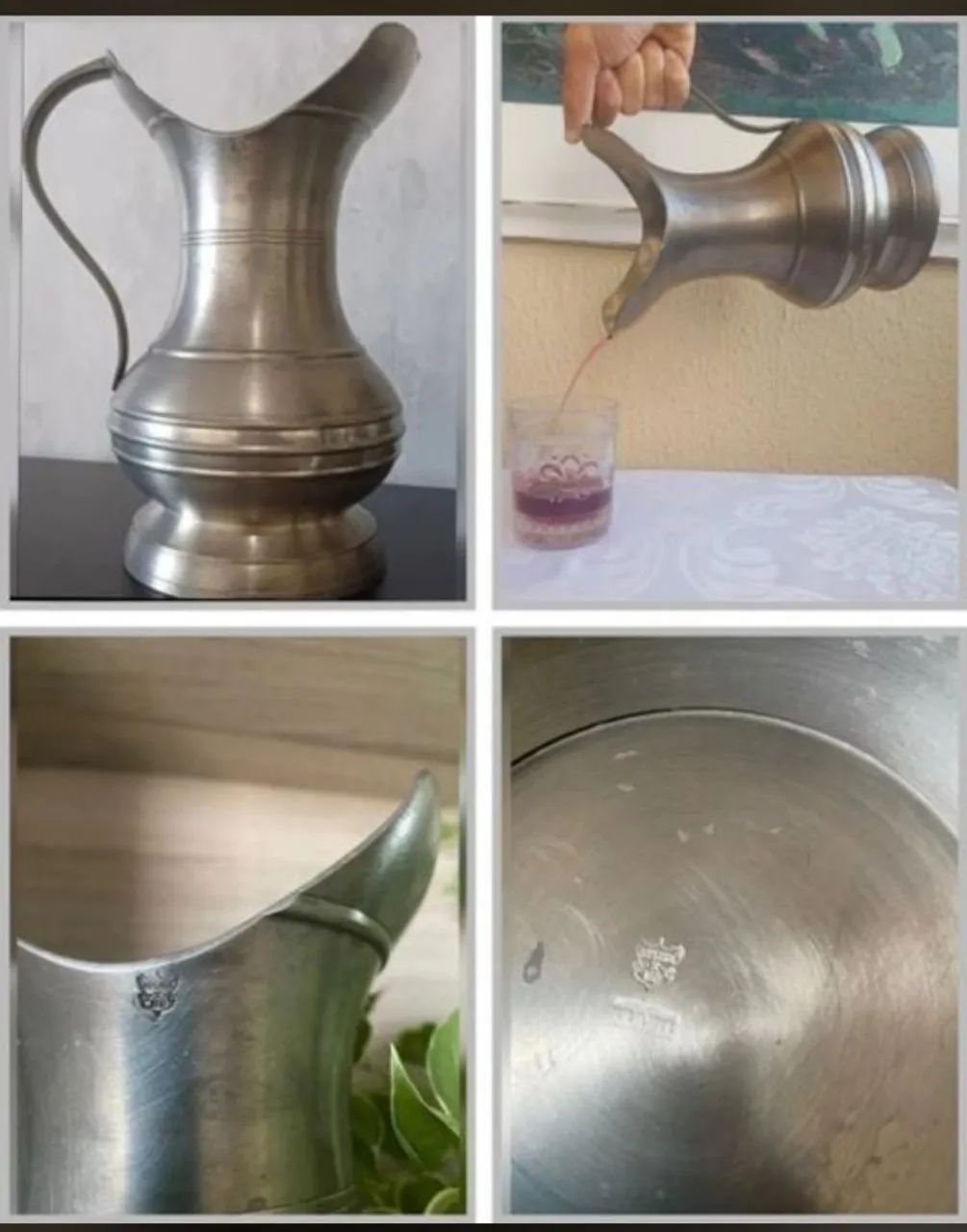 Jarra Vintage 1,5l Rara Antiga Exclusiva Em Estanho Prateado - Foto 4