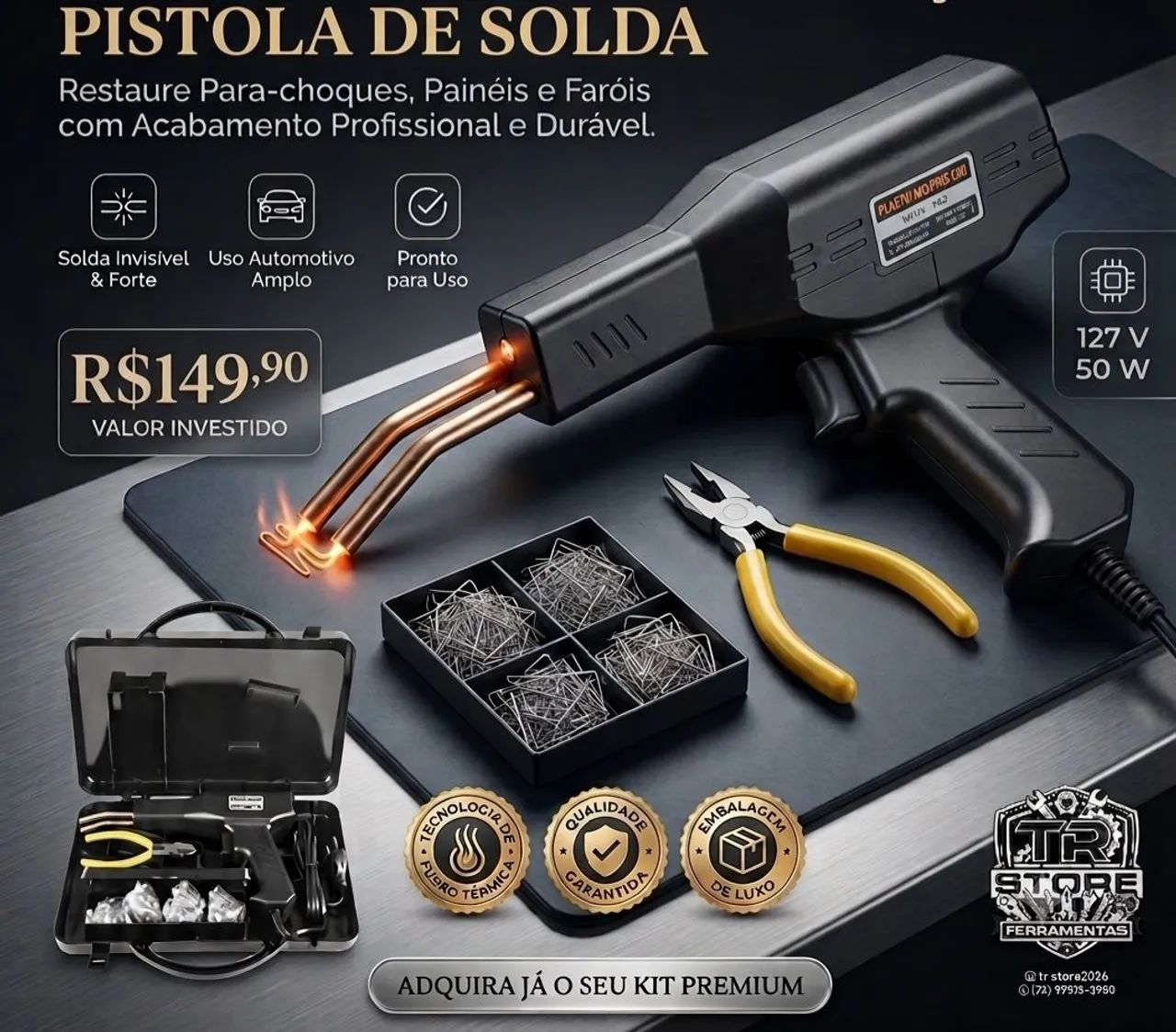 Pistola de Solda Pra recuperar para-choques e Plásticos em geral + Grampos Maleta 1